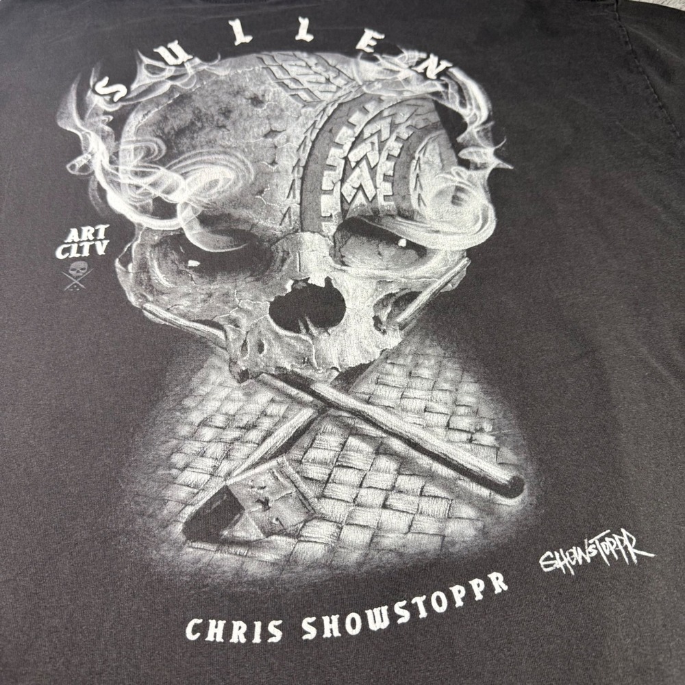 Sullen Art Collective Mens 3XL Chris Showstoppr Skull‎ Graphic Tee Black T-Shirt
